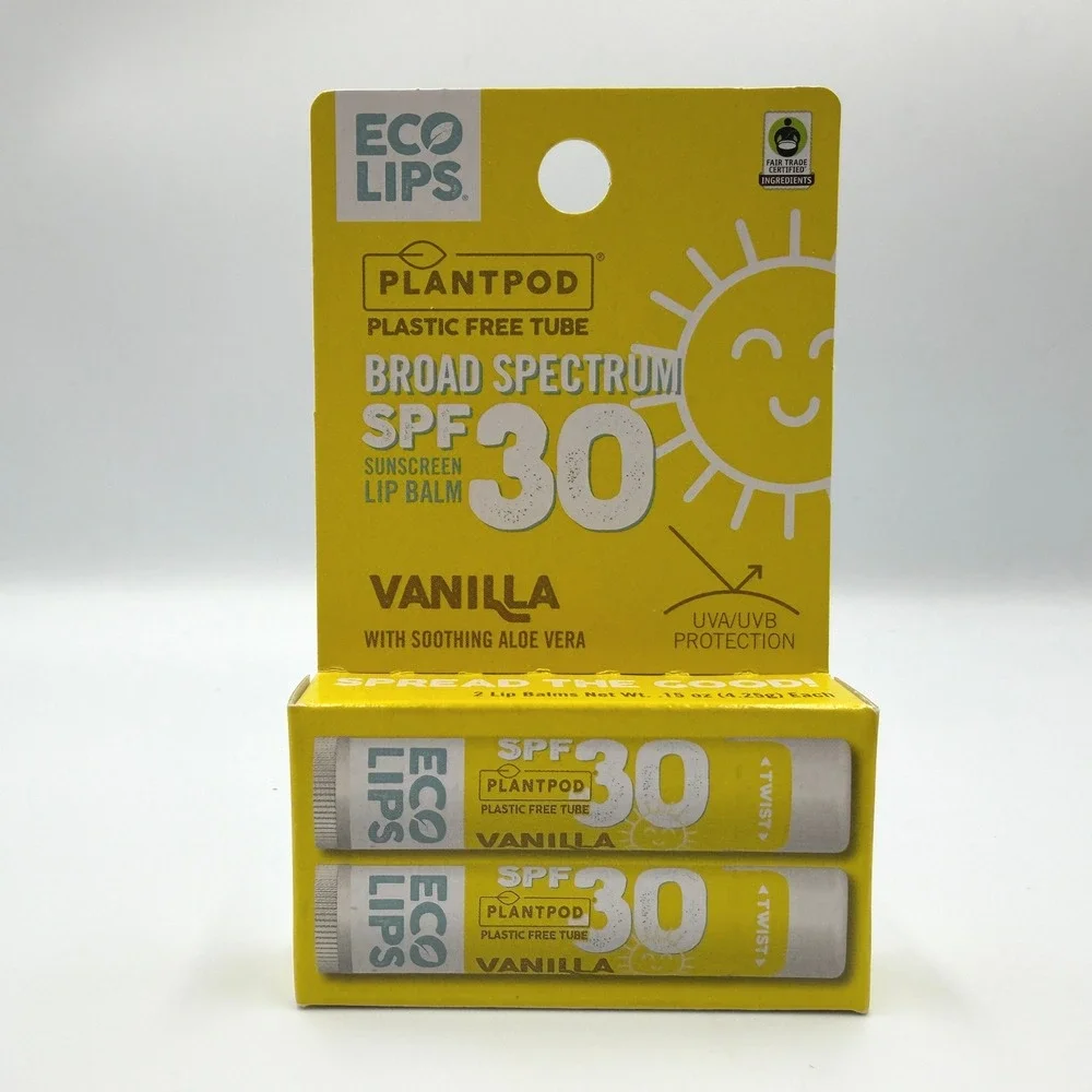 Eco Lips Lip Balm Vanilla SPF 30 PlantPod Sunscreen Lot Of (4) Tubes **NEW**